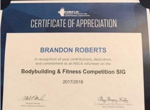 SIG Certificate Brandon Roberts NSCA Certificate