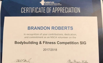 SIG Certificate Brandon Roberts NSCA Certificate
